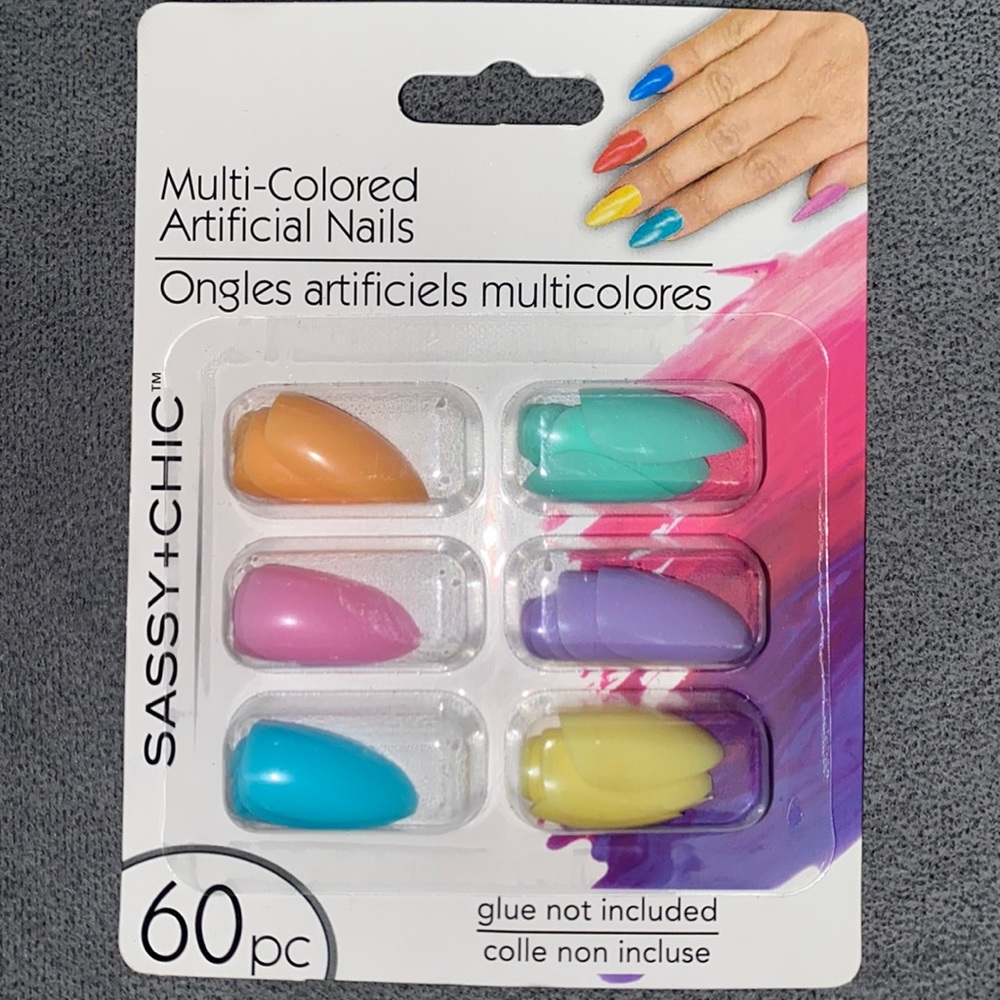 💜Multi-Colored 60pc Sassy + Chic Artificial Nails